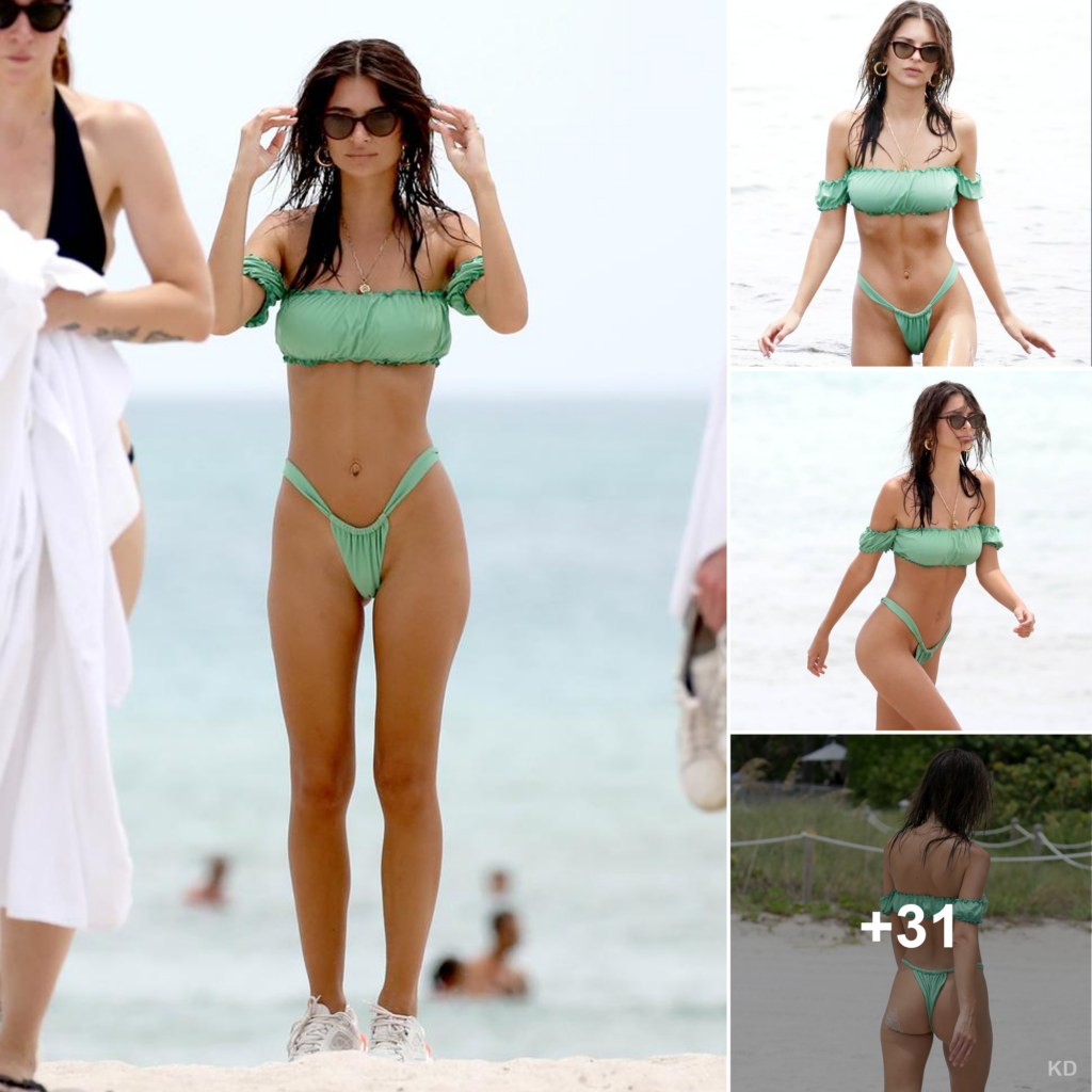 Model Emily Ratajkowski rocks a super high-cut thong bikini
